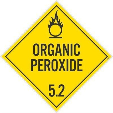 NMC Organic Peroxide Placard, Pk50, Material: Pressure Sensitive Removable Vinyl .0045 DL15PR50